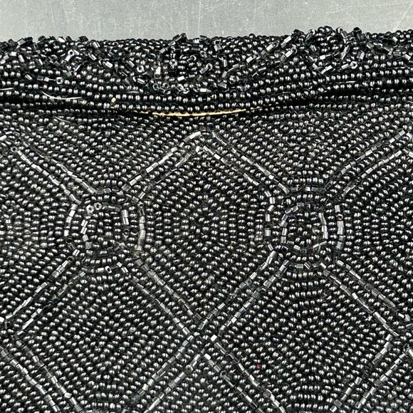 Vintage Walborg Black glass Beaded Satchel Japan - Picture 2 of 8